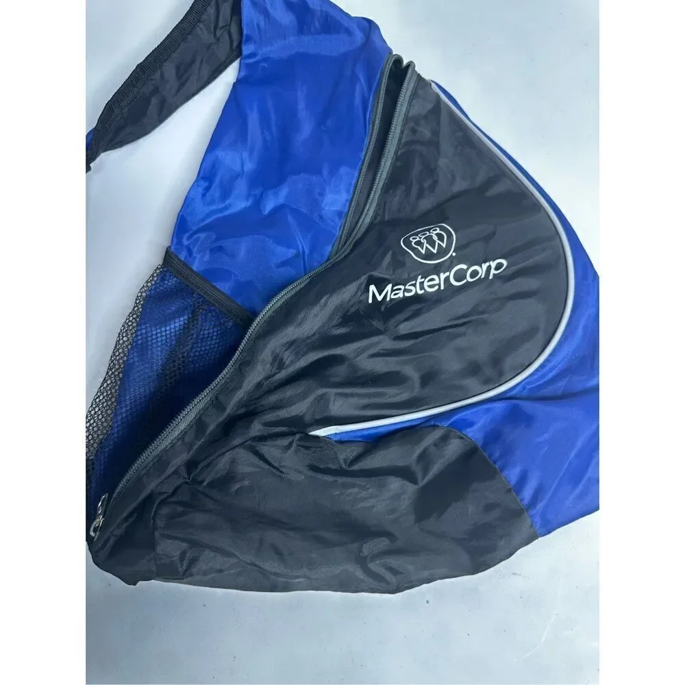 One Shoulder Bag Triangle Zip Closure Breeze Blue Black Mesh Holder